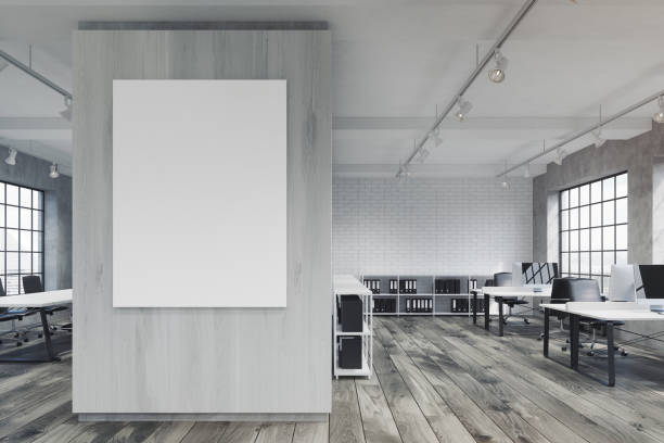 istock Front view of an office with a poster 693348248