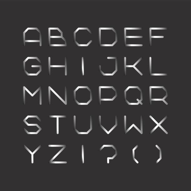 istock Metal font. Iron english alphabet. Steel latin letters. 693348742