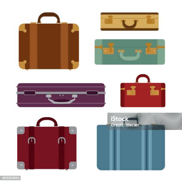 Travel Bags Vector Set Stock Illustration - Download Image Now - Suitcase, Travel, Luggage