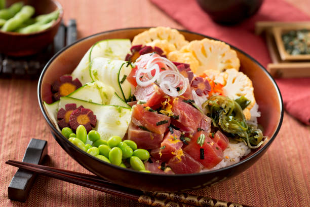 istock Buddha Poke Bowl with tuna and fresh vegetables 693355968