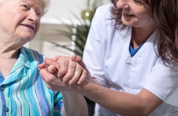 Support of the elderly stock photo