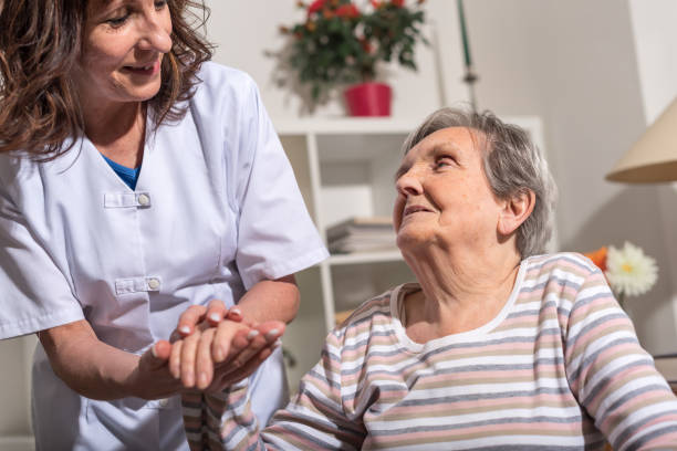 Support of the elderly stock photo