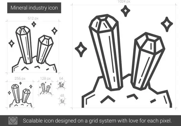 Vector illustration of Mineral industry line icon