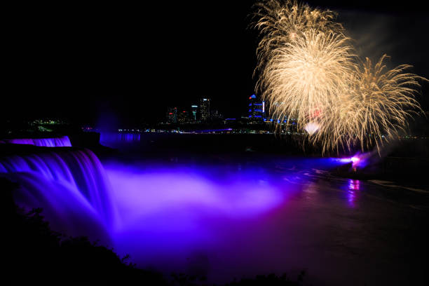 istock Niagara Falls fireworks and fall illumination on American side. 693366178