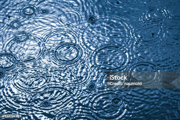 La Lluvia Cae Sobre Un Lago Foto de stock y más banco de imágenes de Gota de lluvia - Gota de lluvia, Abstracto, Agua
