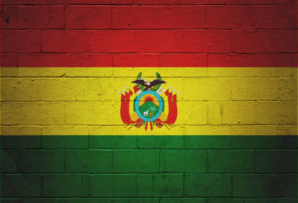 Flag of Bolivia painted on a brick wall.