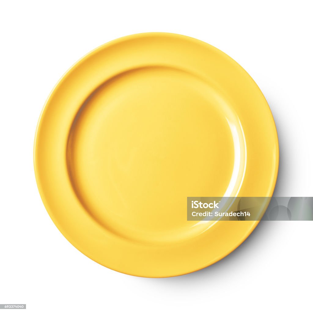 Simple white circular plate Empty ceramic round plate isolated on white with clipping path Plate Stock Photo