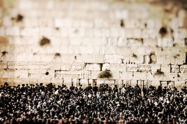 Prayers at the Western Wall, Jerusalem, Israel. stock photo