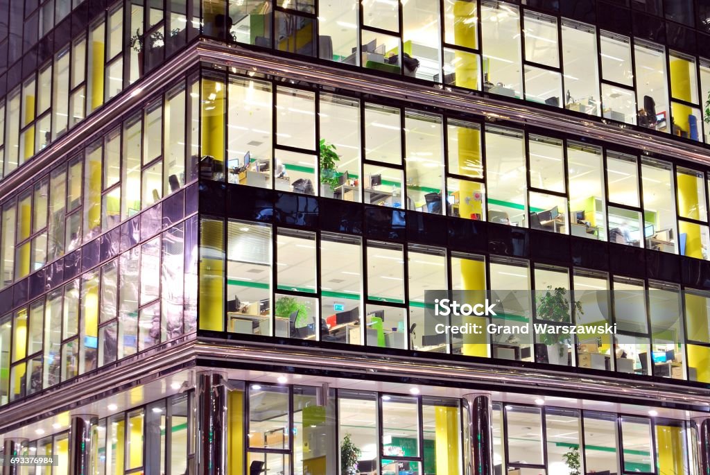 Modern building. Modern office building with facade of glass Apartment Stock Photo