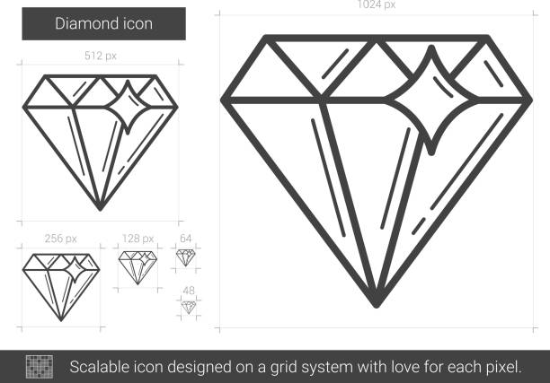 illustrations, cliparts, dessins animés et icônes de icône ligne diamond - adamant mountains