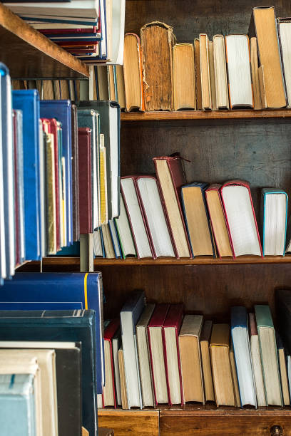 istock Old books on a wooden shelf 693377384