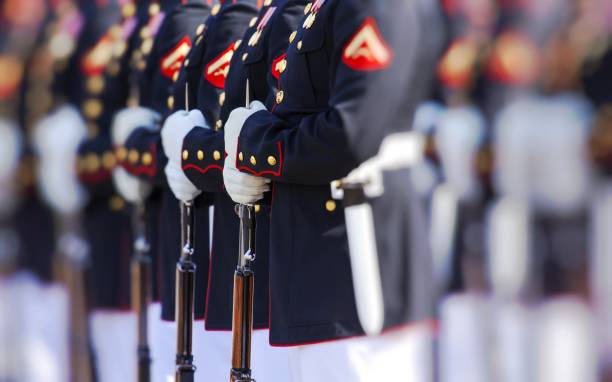 corpo dei marines degli stati uniti d'america - army parade weapon military foto e immagini stock