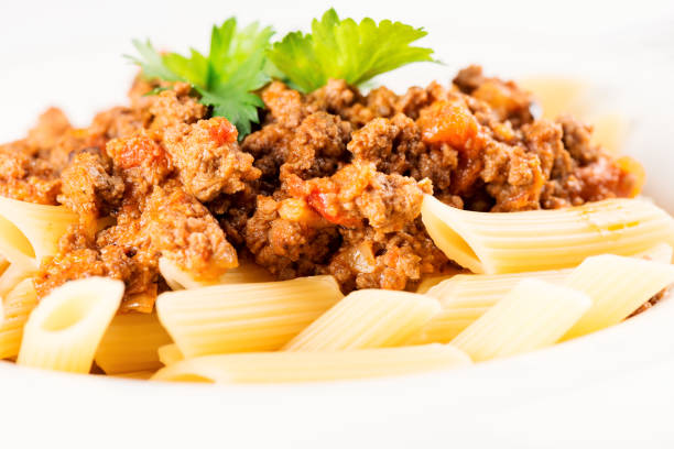 istock Penne Pasta with Bolognese Sauce closeup 693391718