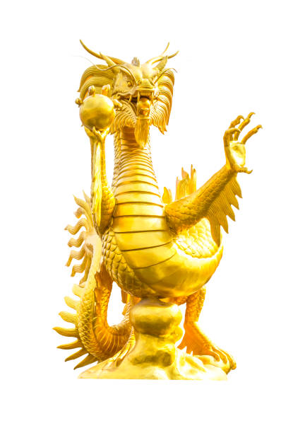 istock Golden dragon statue isolated 693394548