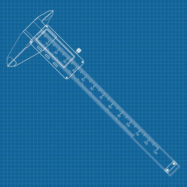 Calipers Icon. Blueprint Background. Calipers Icon. Blueprint Background. Vector illustration. outline drawing vernier calliper stock illustrations