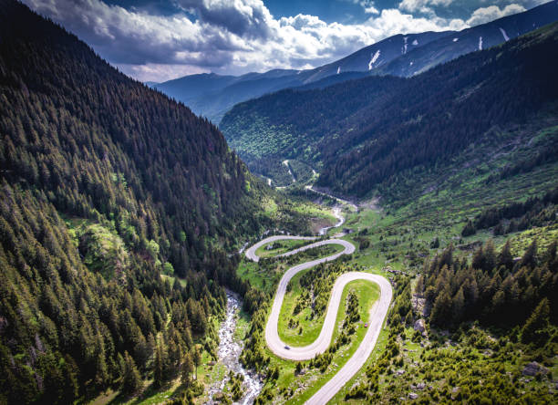 istock Transfagarasan Romania winding road aerial view HDR image 693406676