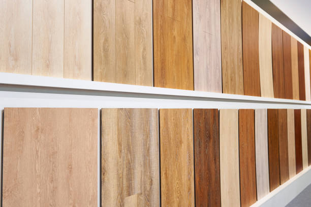 istock Decorative wooden panels on walls in store 693416066
