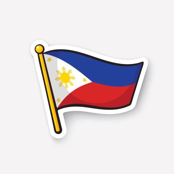 наклейка флаг филиппин - philippines flag vector illustration and painting stock illustrations