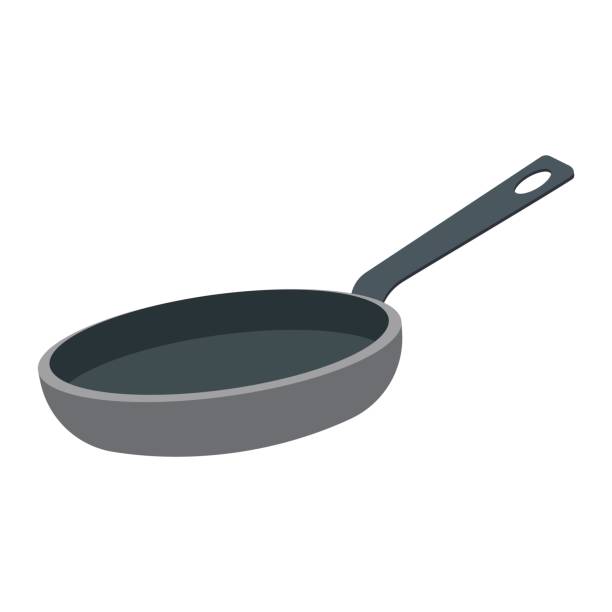 illustrazioni stock, clip art, cartoni animati e icone di tendenza di illustrazione vettoriale padella - pan frying pan fried saucepan