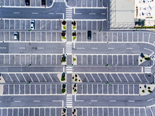istock Free Parking spots top down aerial view 693455144