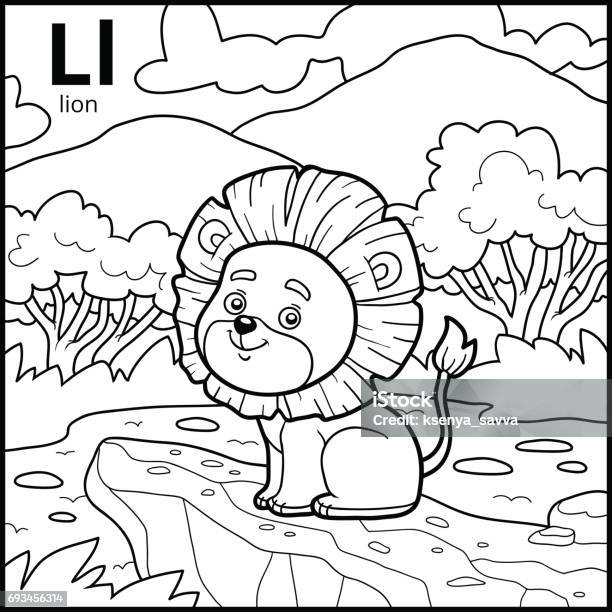 Coloring Book Colorless Alphabet Letter L Lion Stock Illustration - Download Image Now - Africa, Coloring Book Page - Illlustration Technique, Landscape - Scenery