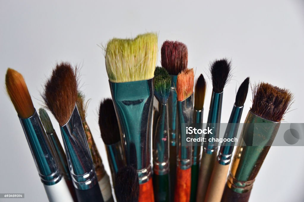 Composition of art brushes Horizontal Stock Photo