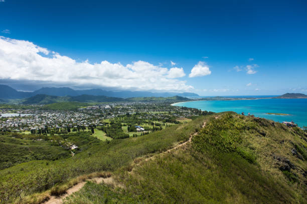 istock Looking down the Pillbox Hike over Kailua, Oahu, Hawaii. 693471418