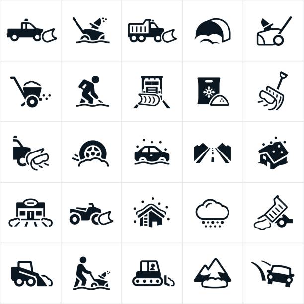 snow removal icons - winterdienst stock-grafiken, -clipart, -cartoons und -symbole