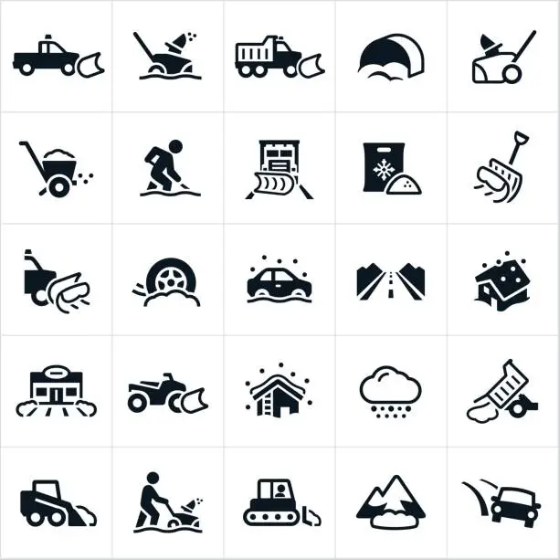Vector illustration of Snow Removal Icons