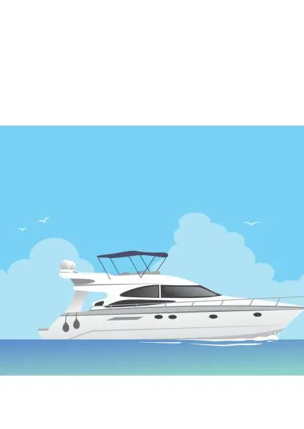 Vector illustration of motor yacht