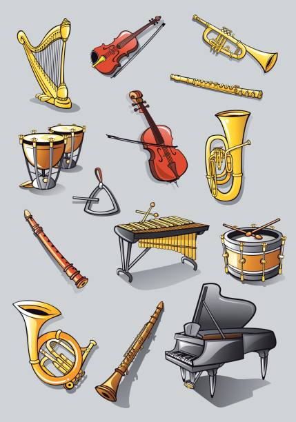 ilustrações, clipart, desenhos animados e ícones de instrumentos de orquestra - oboe