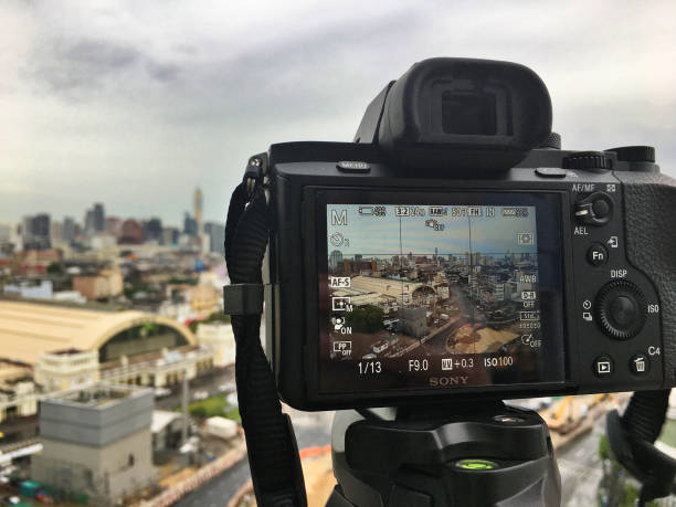 Thailand, Bangkok- May-2017: Sony A7 series fullframe mirorrless camera on the tripod for cityscape shooting