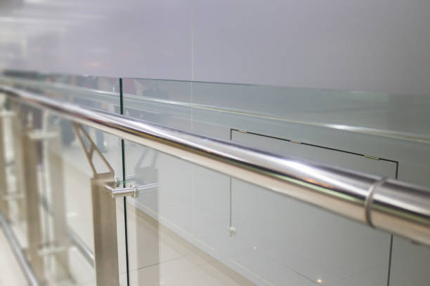 istock Indoor Glass Wall With Aluminium Handrail 693528366