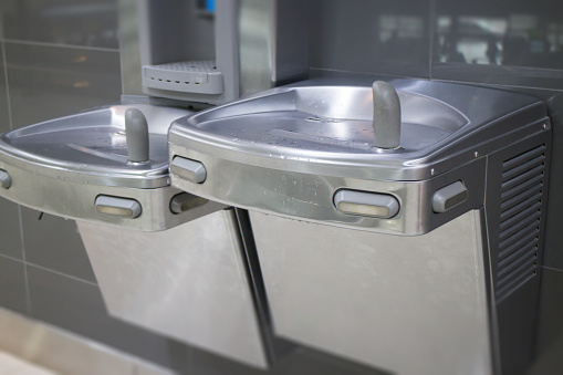 Free Drinking Water For Traveler In Airport, stock photo