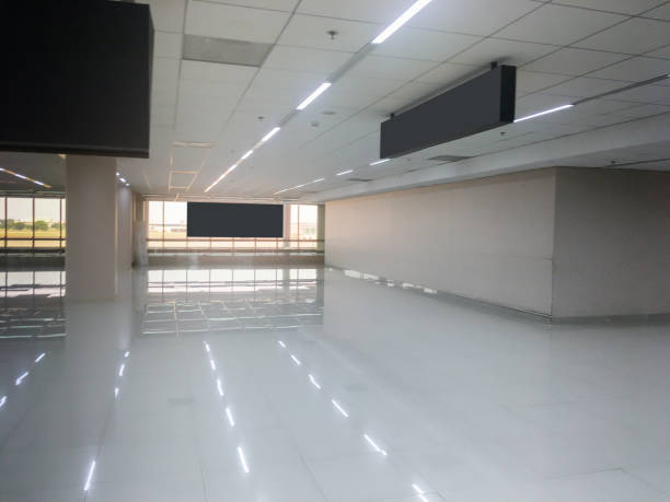 istock Standard Airport Hall With Window Glass Interior 693528398