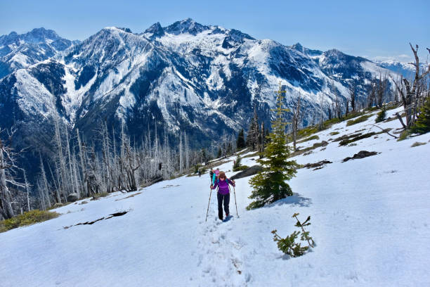 istock Group of friends hiking in mountains. 693532164
