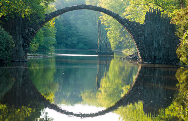 istock Devil's bridge in the park Kromlau, Germany,Flowering rhododendrons 693534504
