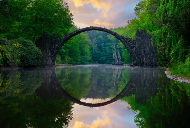 Photo of Devil's Bridge in Kromlau in saxony