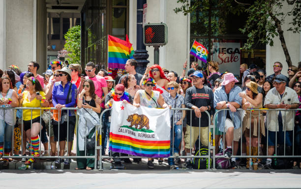 6 29 14 People watching Pride parade on Market street