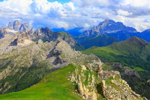 istock Idyllic Lagazuoi summit panorama - Croda da Lago e Mount Civetta, Cinque Torri Dolomites, pinnacles mountain range, dramatic and majestic Italy tirol alps 693547228