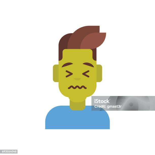 Profile Icon Male Emotion Avatar Man Cartoon Portrait Sad Face Feeling Sick  Stock Illustration - Download Image Now - iStock