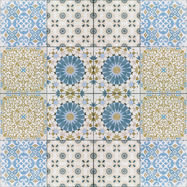 istock Beautiful old ceramic tiles patterns in the park public. 693554406