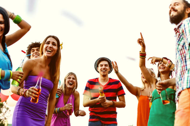 istock Friends having drinks and good time at the party 693554430