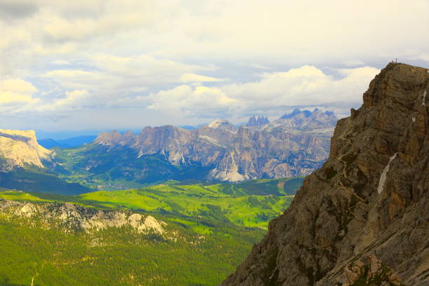 istock Gardena pass from Idyllic Lagazuoi summit panorama, Cinque Torri Dolomites, pinnacles mountain range, dramatic and majestic Italy tirol alps 693554462