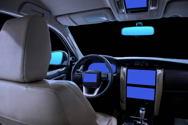istock empty cockpit of futuristic vehicle and various displays 693566996