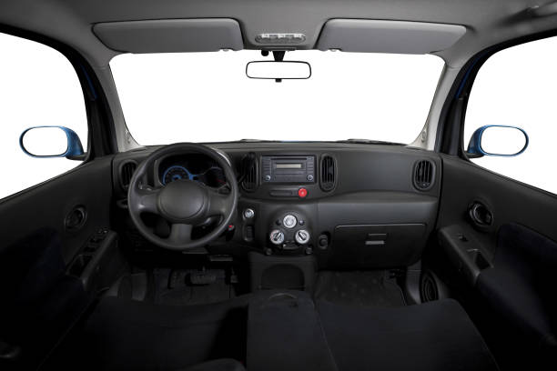 leeren cockpit des fahrzeugs und verschiedene displays - rear view mirror car mirror rear view stock-fotos und bilder