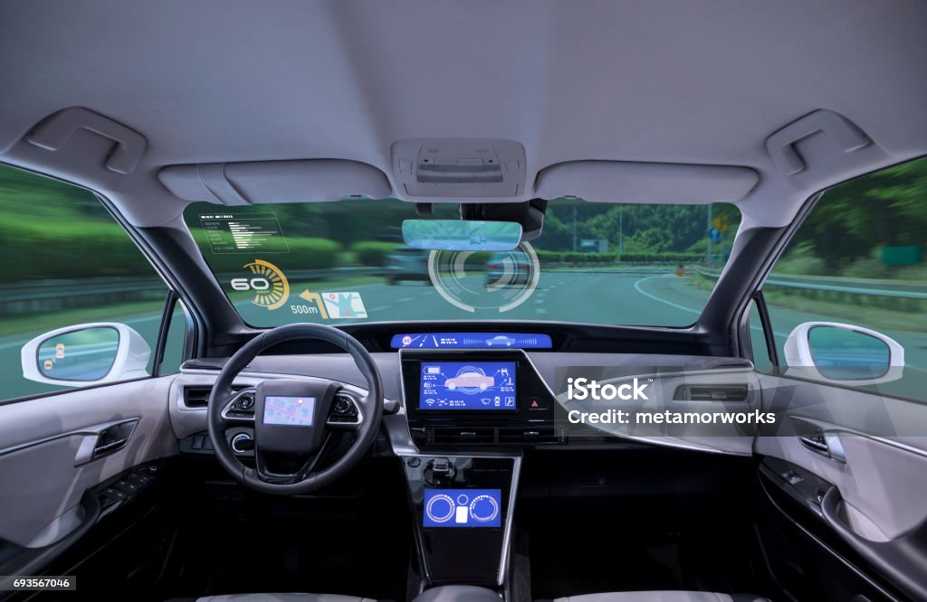 leeren Cockpit des Fahrzeugs, HUD (Head Up Display) und digitaler Tacho - Lizenzfrei Technologie Stock-Foto