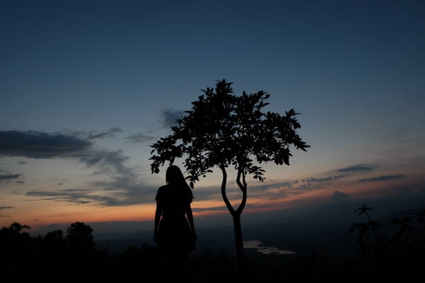 istock Silhouette Girl Wallpaper 693570130