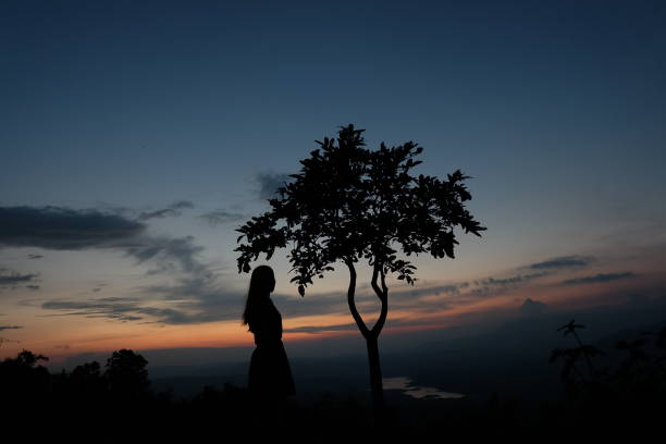 istock Silhouette Girl Wallpaper 693570132