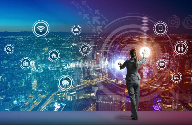 istock young business person and graphical user interface concept, Internet of Things, Information Communication Technology, Smart City, digital transformation, abstract image visual 693570144